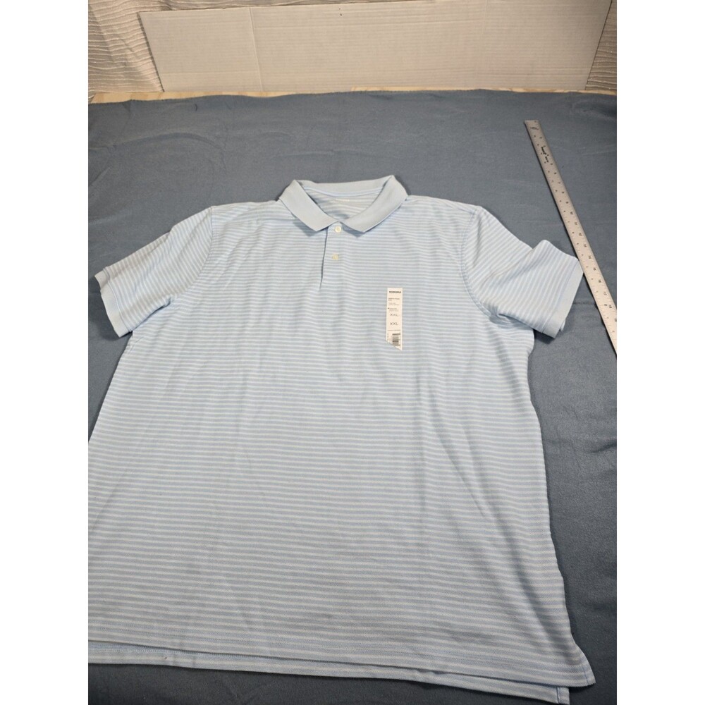 NEW Sonoma Light Blue Striped Short Sleeve Tag-Free Polo Shirt  XXL  NWT